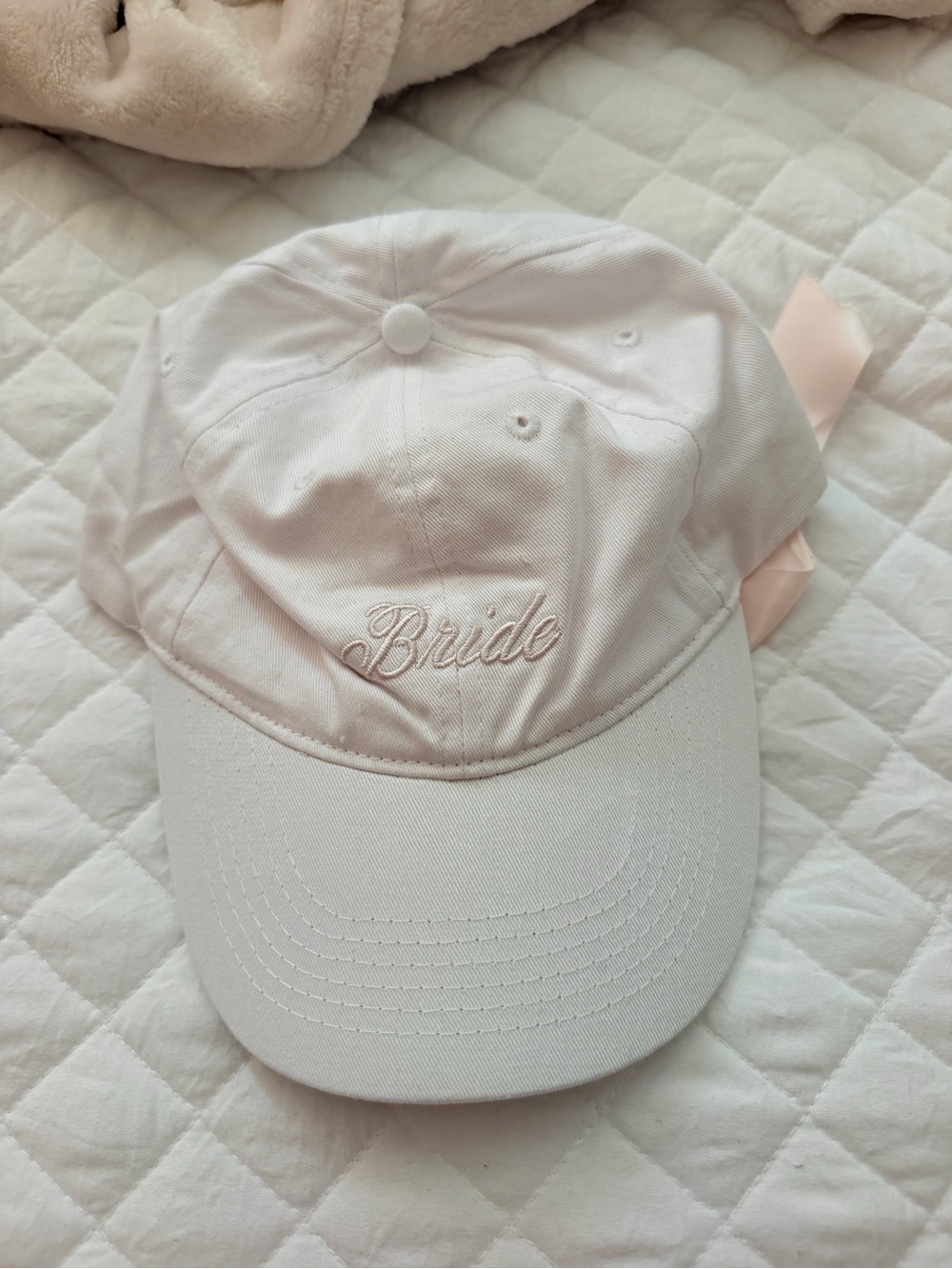 Bride Embroidered Baseball Cap Pink Bow